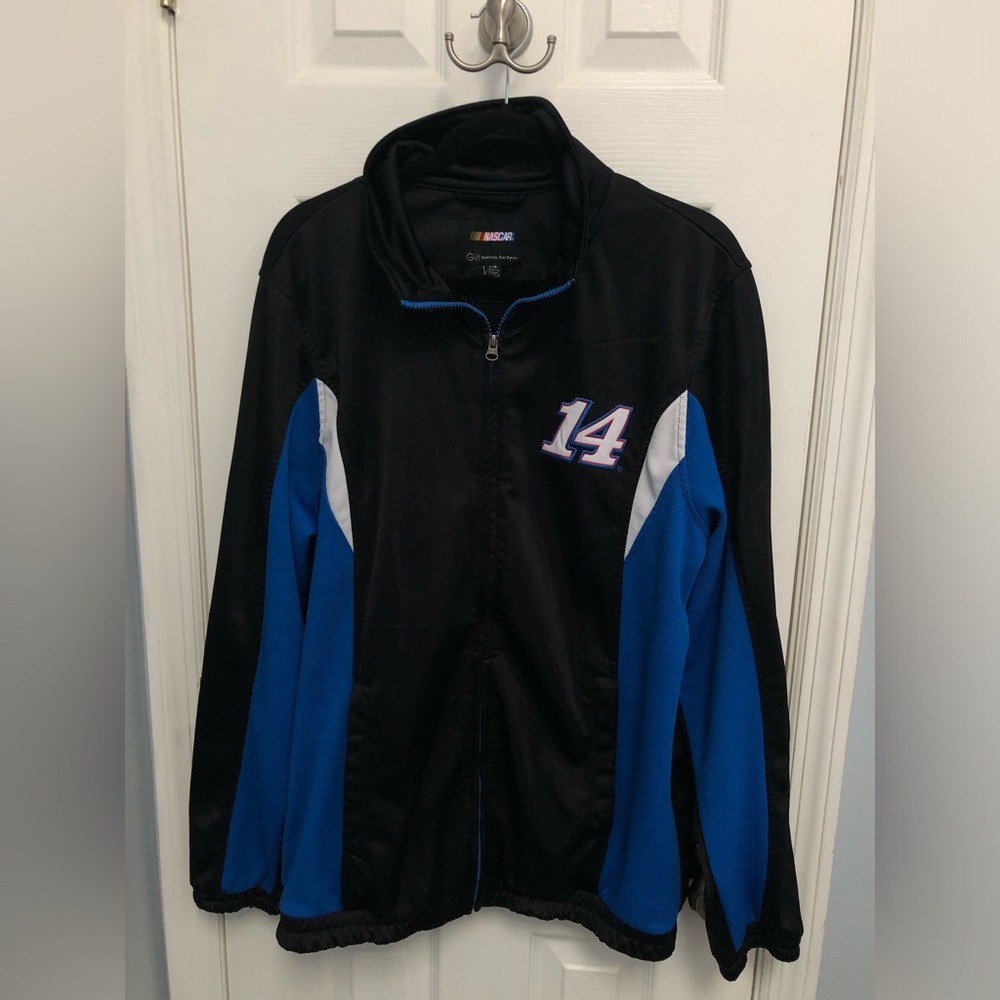 NASCAR Tony Stewart GIII Men’s Full Zip Athletic Jacket Size L Blue Black Racing